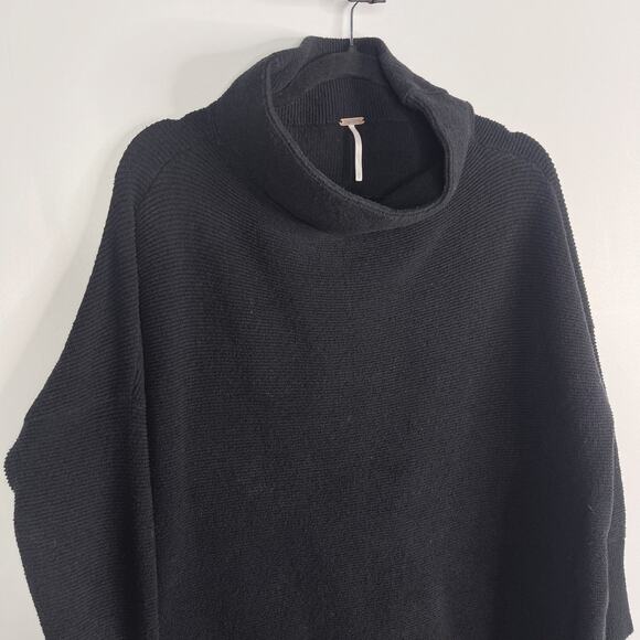 Free People XSmall Black Ottoman Slouchy Tunic Sweater Pullover Cotton Oversized - Picture 4 of 12